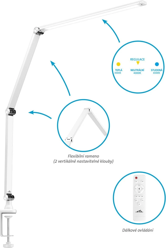 Llambë Tavoline Led ETA 289390010 (Bardhë, 71 x 47 x 5 cm)