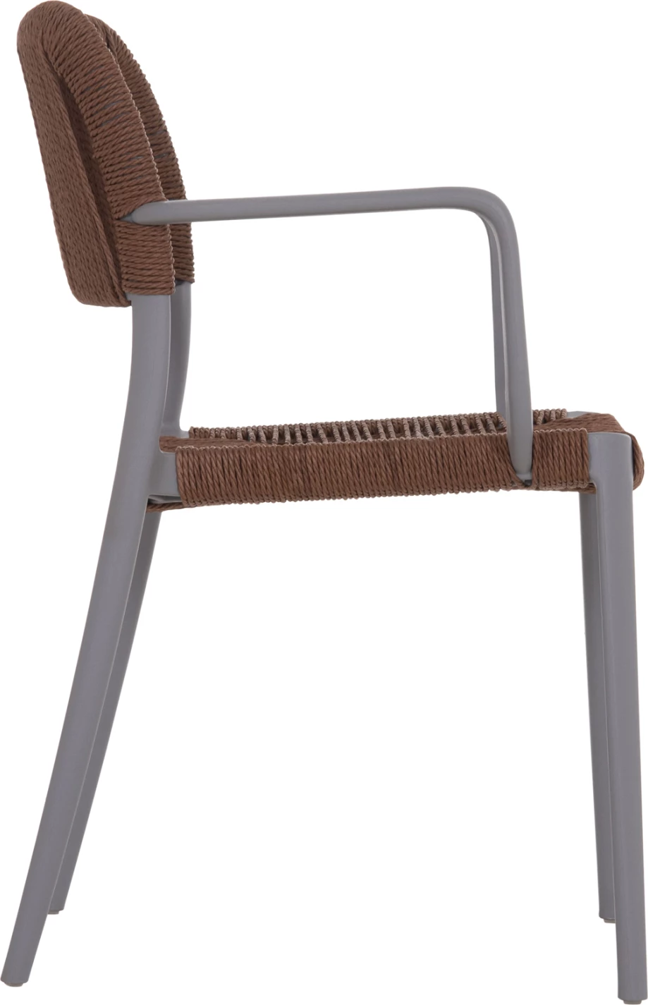 Karrige për jashtë STRIDER, polipropilen gri, litar kafe, 57x53x80cm