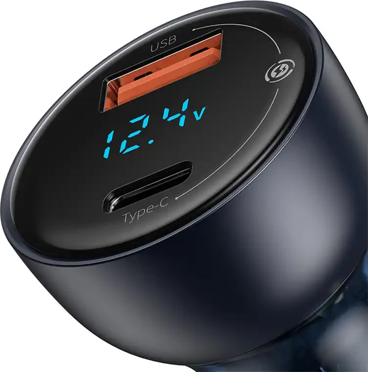 Karikues veture Baseus Particular Digital Display, 65W, USB + USB-C, Gri