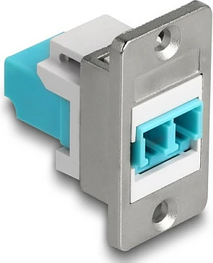 Adapter fibër optike DeLOCK 90888, LC-LC femër, panel mount, flat, aqua/silver/bardhë