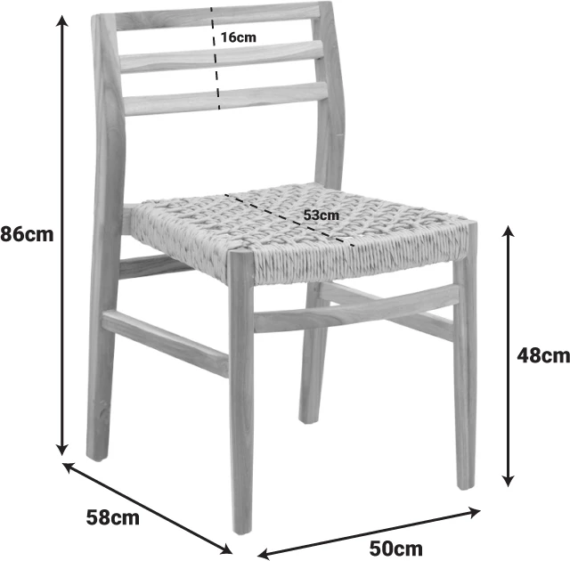 Karrige Tuga, dru tik natyral, litar PE, 50x58x86cm