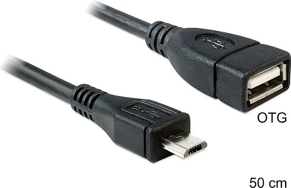 Kabllo OTG DeLOCK micro-USB B në USB-A femër, 0.5 m, USB 2.0, e zezë