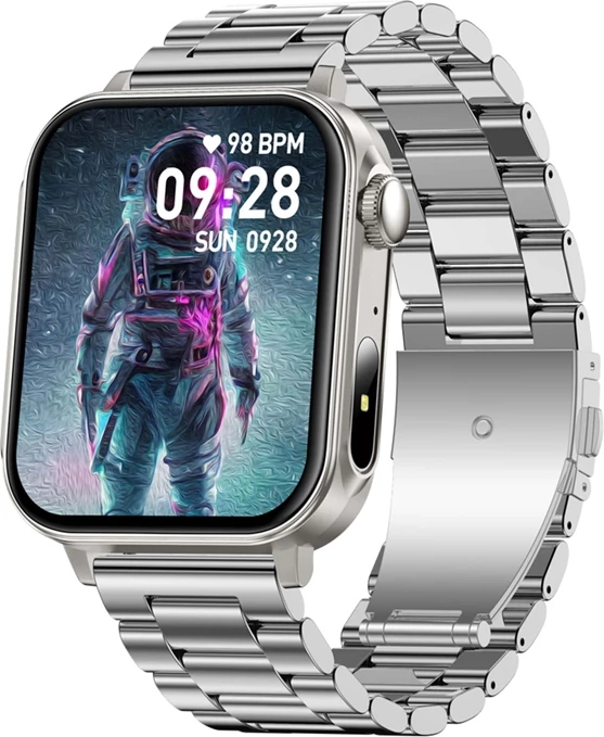 Smartwatch Colmi P80 1.83" ekran HD, thirrje Bluetooth, IP67, pa GPS, çelik, argjend