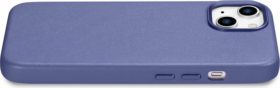 Mbështjellës iCarer për iPhone 14, lëkurë natyrale, MagSafe, vjollcë e çelët