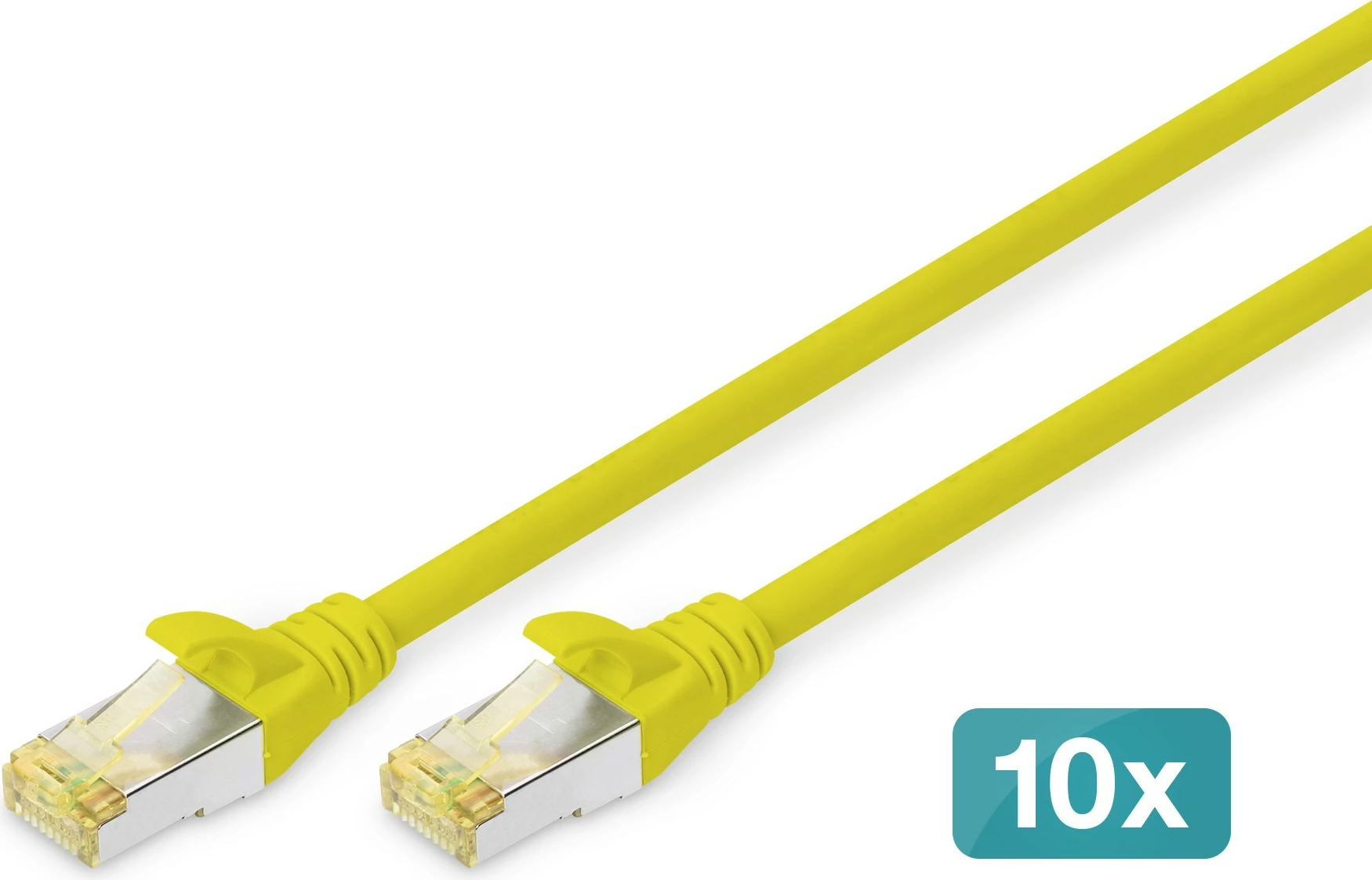 Kabllo rrjeti Digitus Cat6a S/FTP, 2m, set 10 copë, RJ-45, verdhë