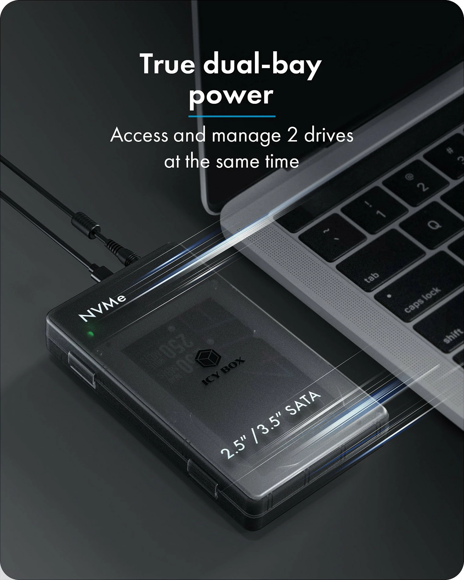 Docking/Klon stacion ICY BOX, për M.2 NVMe dhe 2.5/3.5" SATA SSD/HDD, i zi