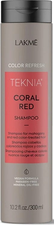 Shampon për femra Lakme Teknia Ultra Red Shampoo Refresh për flokë të kuqe dhe mahogany, 300ml