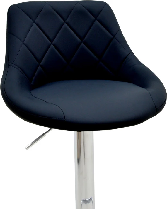 Karrige për bar Boronez, lartësi e rregullueshme, lëkurë artificiale e zezë, bazë kromi, 47x49x112cm, set prej 2 copash