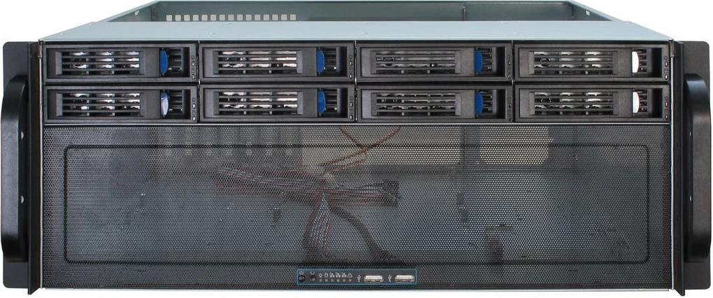 Kasë serveri Inter-Tech IPC 4U-4408, rack 4U, 9x 3.5", hot-swap, USB 3.2, e zezë/argjendtë