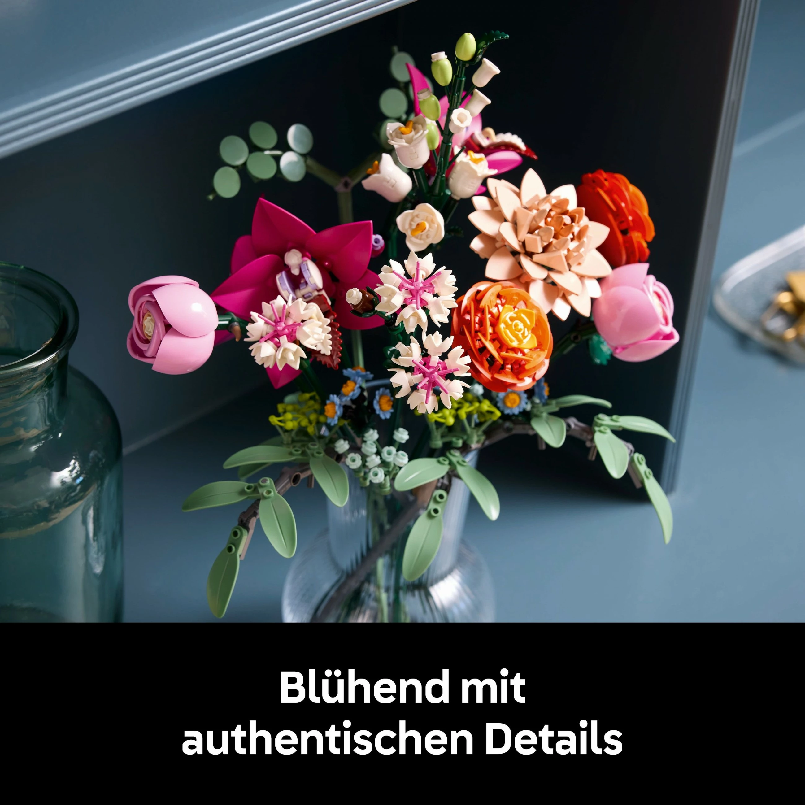 Set ndërtimi LEGO Botanicals Schöner Rosafarbener Blumenstrauß 10342, shumëngjyrësh