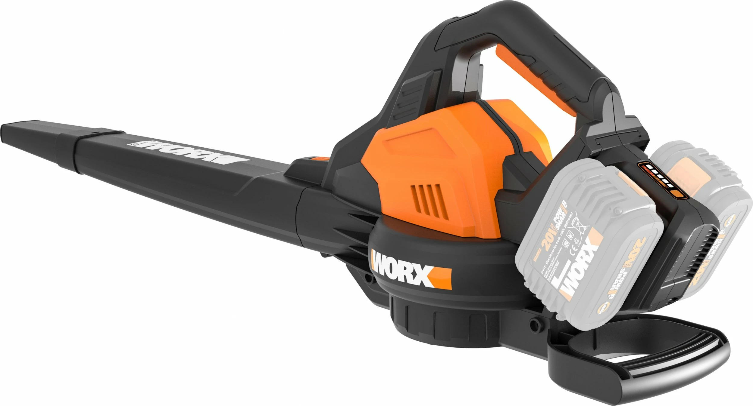 Fshesë/Fryrës gjetesh 3-në-1 Worx WG583E.9 40V (2x20V PowerShare), qese 35L, brushless, pa bateri/pa karikues, zi/portokalli