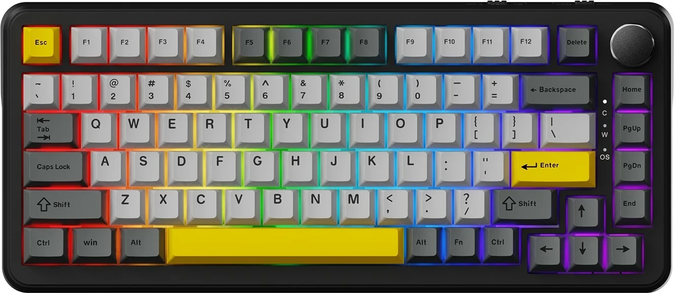 Tastierë mekanike Ajazz AK820 MAX, 75%, switcha magnetik, RGB, me kabllo, gri-zi/verdhe
