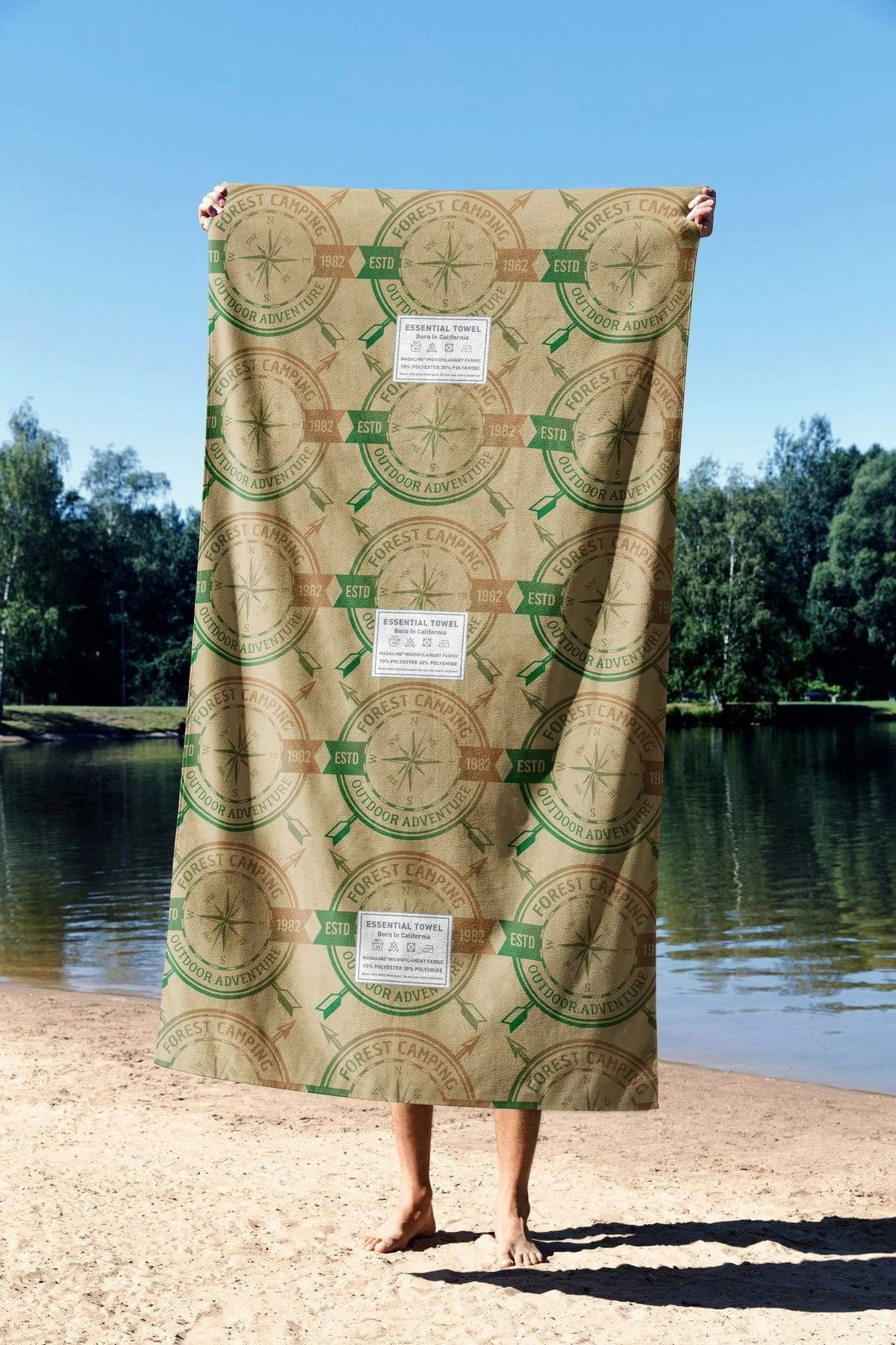 Peshqir plazhi Mijolnir, Forest Camping, 90x150cm