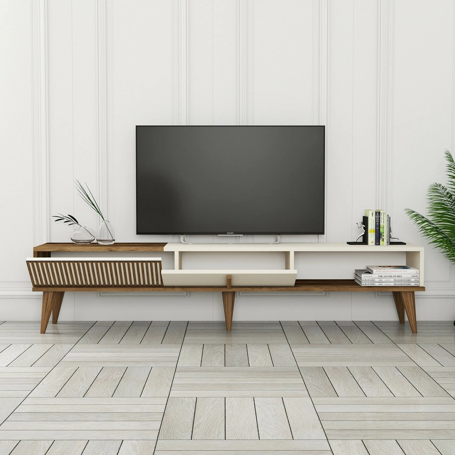 Komodë TV Hanah Home, Milan Alt, ngjyrë arre dhe krem