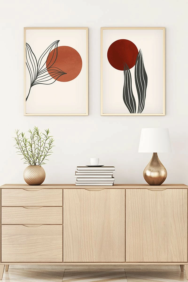 Pikturë dekorative me kornizë, MDF, 2 copë, Wallity, Huhu84, 50x35cm