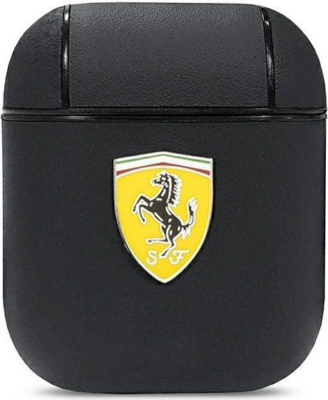 Mbështjellës Ferrari FESA2LEBK për AirPods 1/2, lëkurë, e zezë