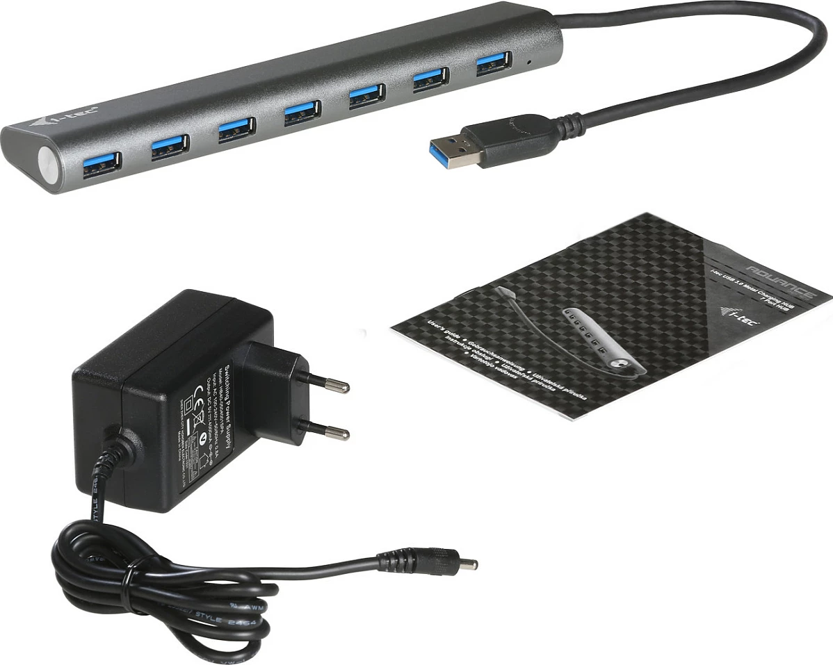 Hub USB i-tec 7 porta, metal, USB 3.0, 5Gbps, argjend