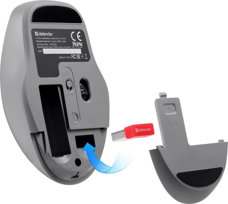 Maus Defender FEAM MM-296 RF Silent, wireless, mint