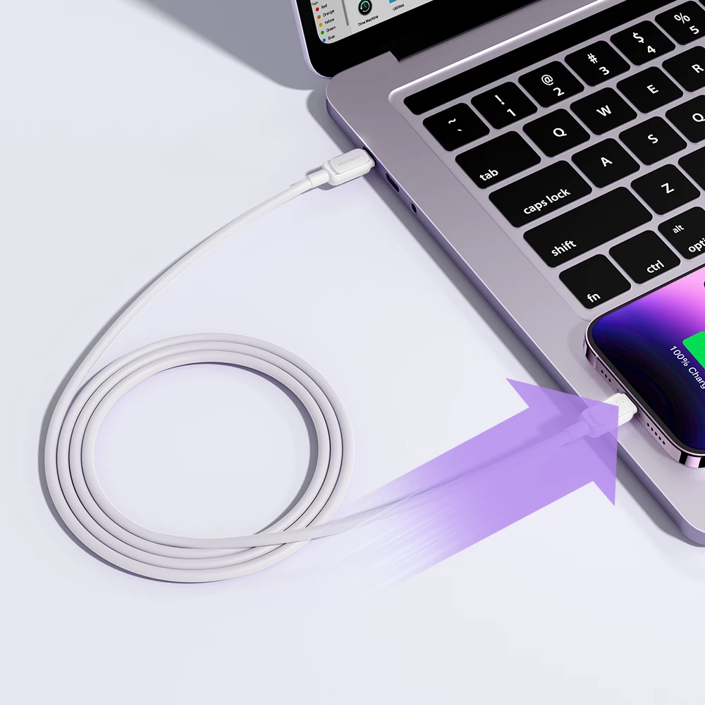 Kabllo Joyroom Multi-Color Series A14, USB-C në Lightning, 1.2m, 20W, Bardhë