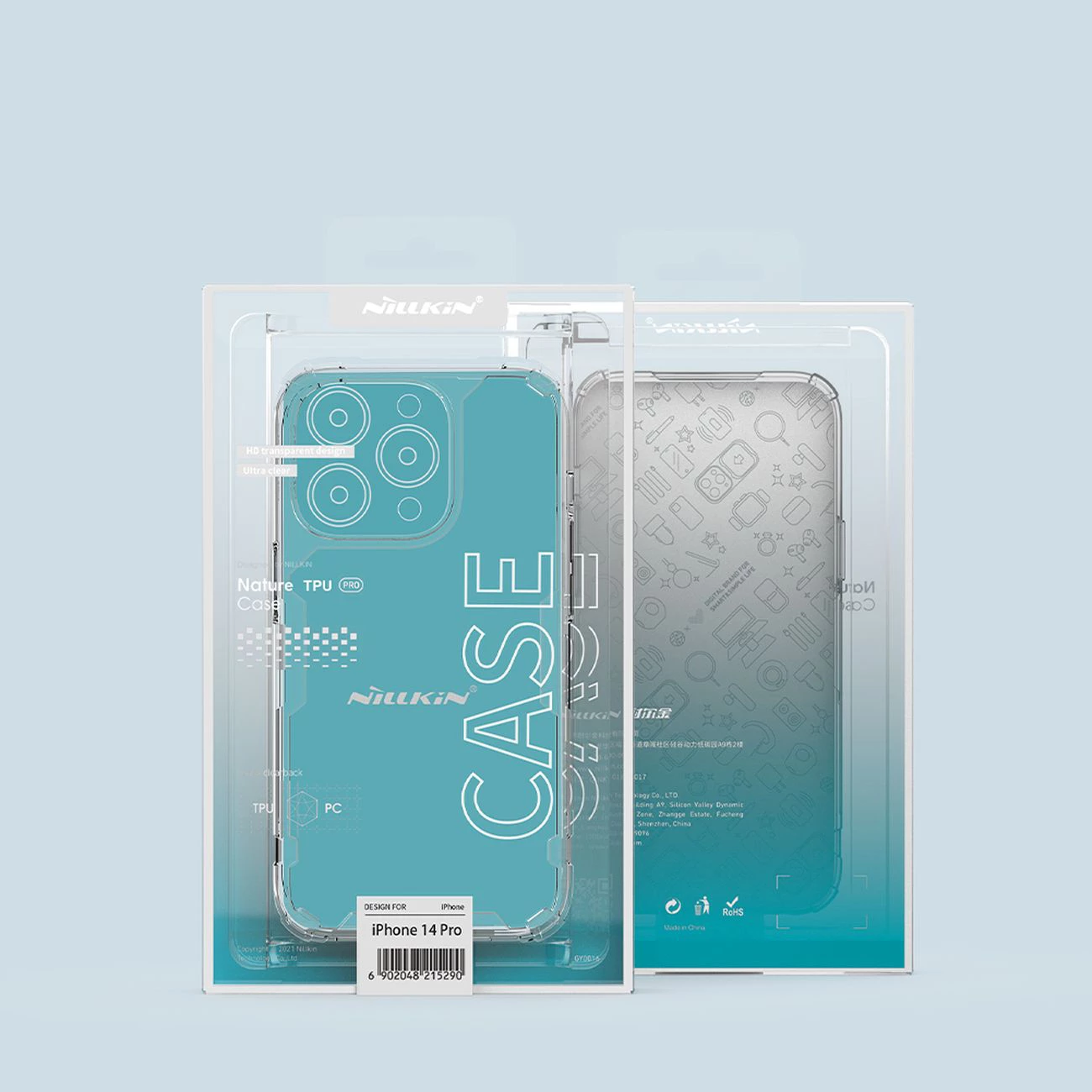 Mbështjellës Nillkin Nature Pro për iPhone 14 Pro, i fortifikuar, Kaltër/Transparent