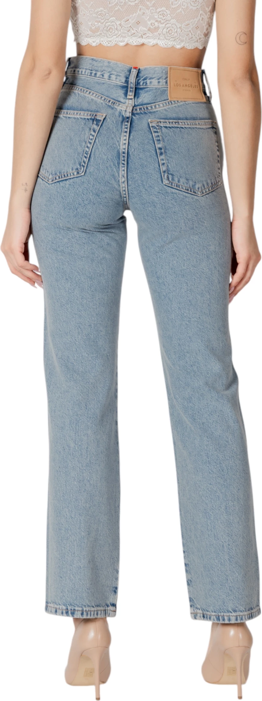 Xhinse për femra Only Onlhollywood-Riley Crys Hw S Red Dnm Cro 15341019, denim të çelëta [Madhësia: W27 L32]