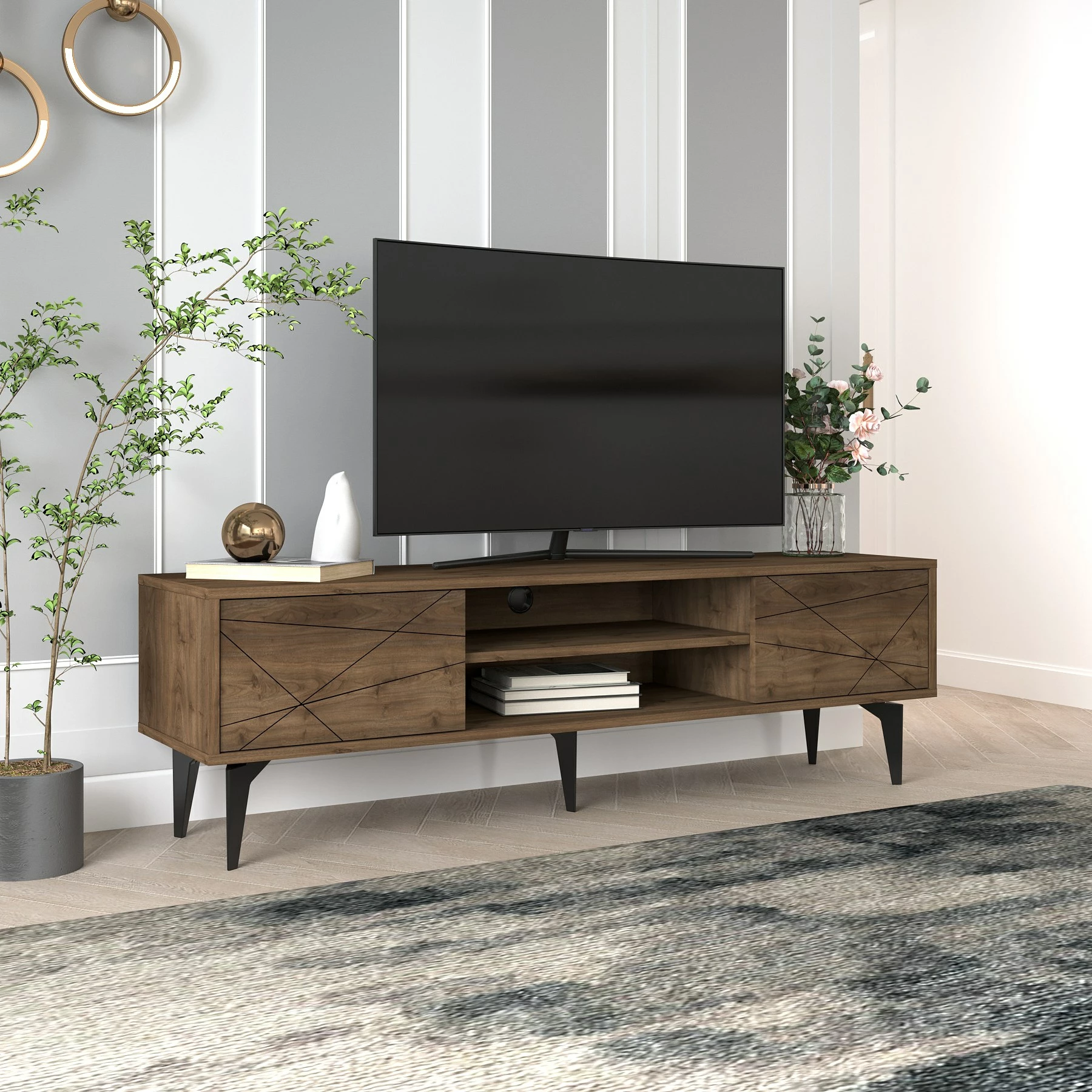 Komodë TV Brendon, ngjyrë arre, Skye Decor