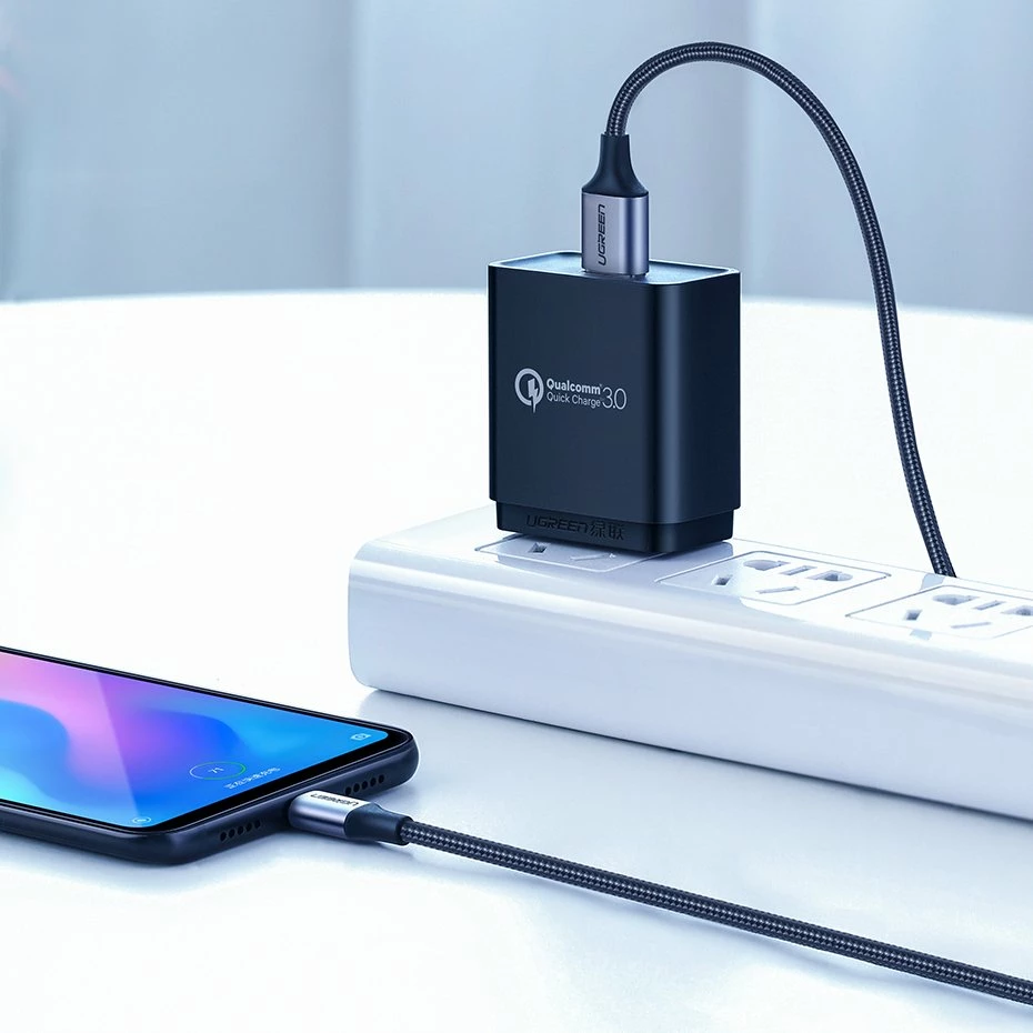 Kabllo Ugreen US288 60125 USB-A në USB-C, 0.5m, QC 3.0, Gri