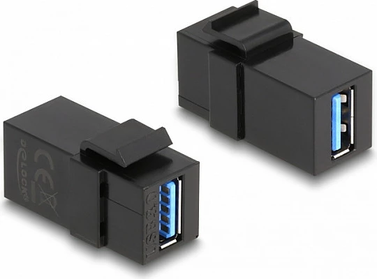 Modul Keystone DeLOCK USB 3.0 Type-A femër–femër (1:1), 2 copë, i zi