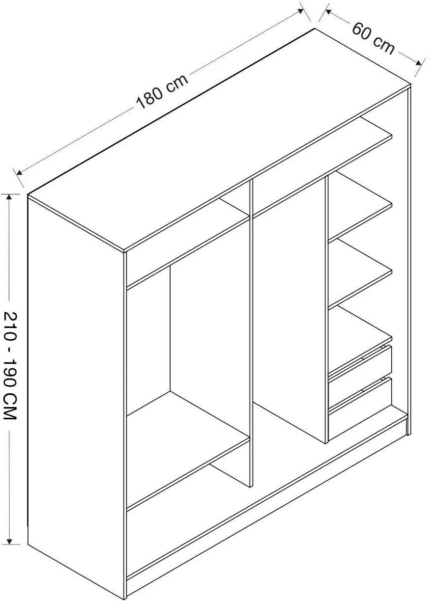 Dollap për dhomë gjumi, Skye Decor, ngjyrë e bardhë, e zezë dhe dore, 3969