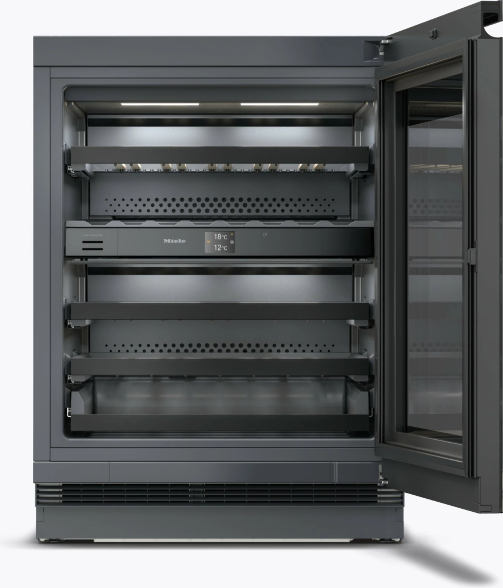 Frigorifer vere Miele KWTUS 7074 F, nën banak 82 cm, klasa e energjisë F, xham i zi obsidian