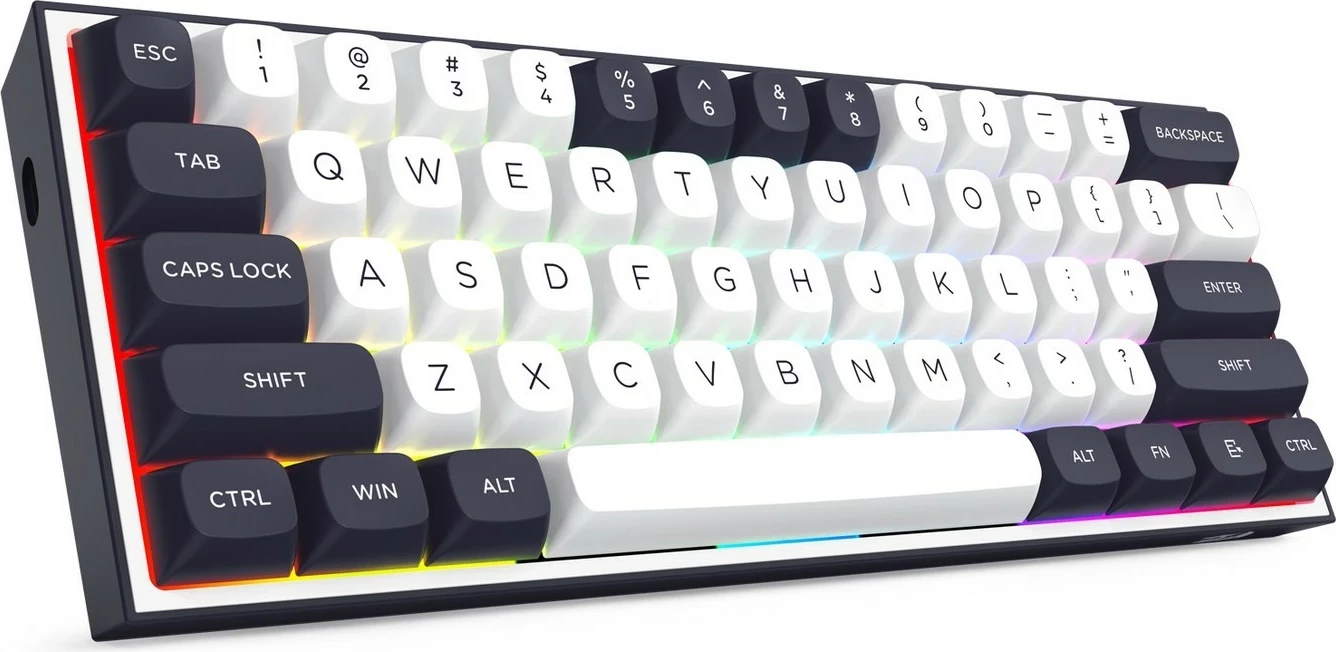 Tastierë mekanike Redragon ALCOR QMK K717WB-RGB-PRO, 60%, RGB, wireless/wired, bardhë-zi