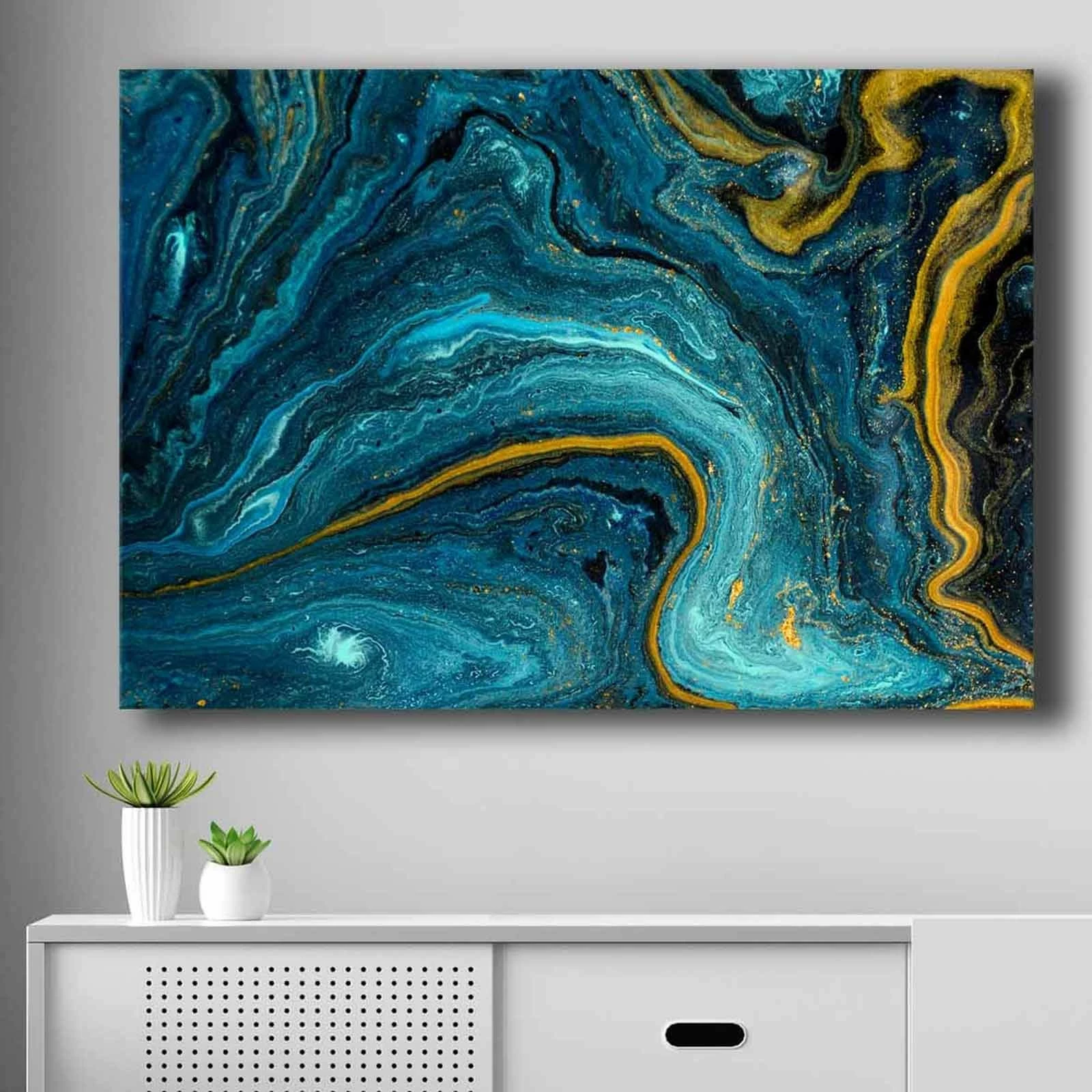 Pikturë dekorative në kanavacë, Wallity, 70100NISC-018, blu, blu e errët, ari, 70x100cm