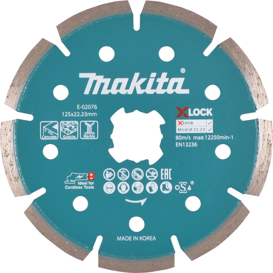 Disk diamanti i segmentum Makita E-02076, 12.5 cm, 2.22 cm, për beton, granit, mermer