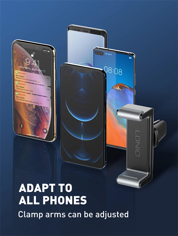 Mbajtës telefoni për veturë LDNIO MG04, montim në grilë ventilimi, rrotullim 360°, i zi