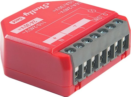 Switch i mençur Shelly 1PM Gen4, Wireless, i kuq