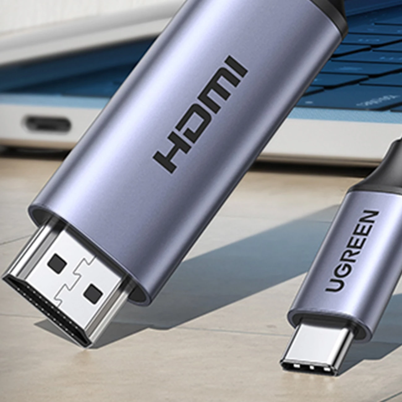 Kabllo USB-C në HDMI 2.1 Ugreen CM565, 1.5m, Gri