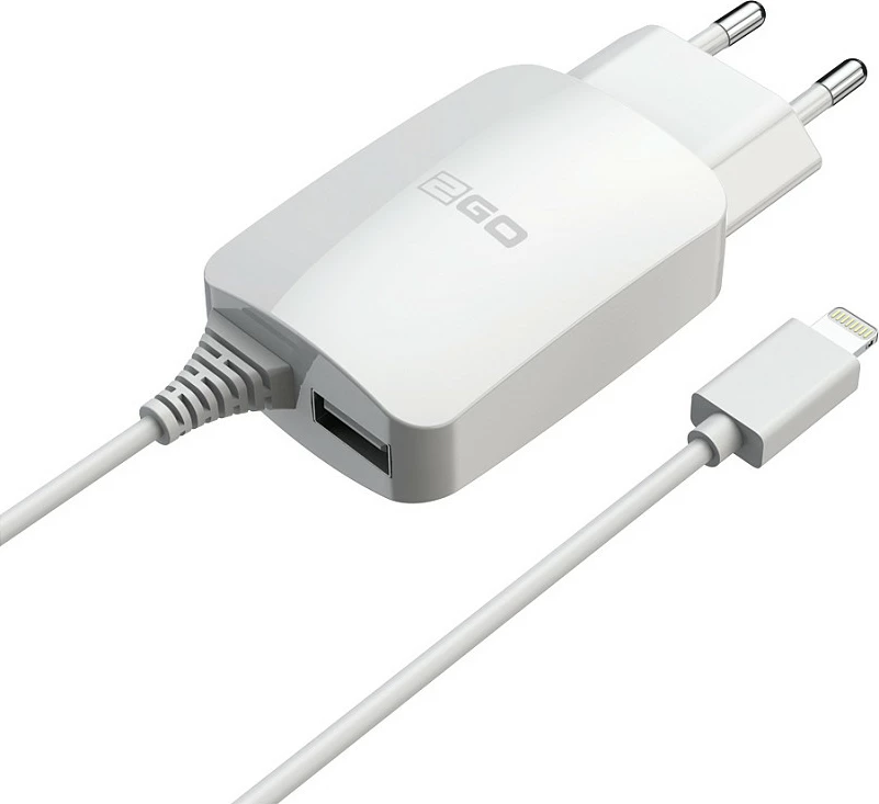 Karikues muri 2GO 797166, Lightning, 2.1A, kabllo 1.4m, i bardhë