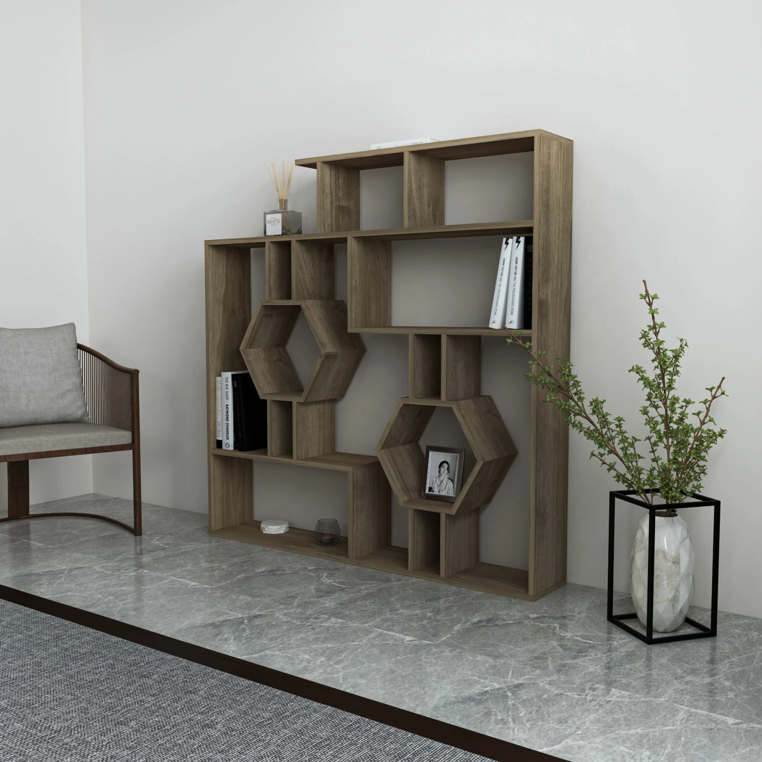 Raft librash Hanah Home Tamara, ngjyrë arre