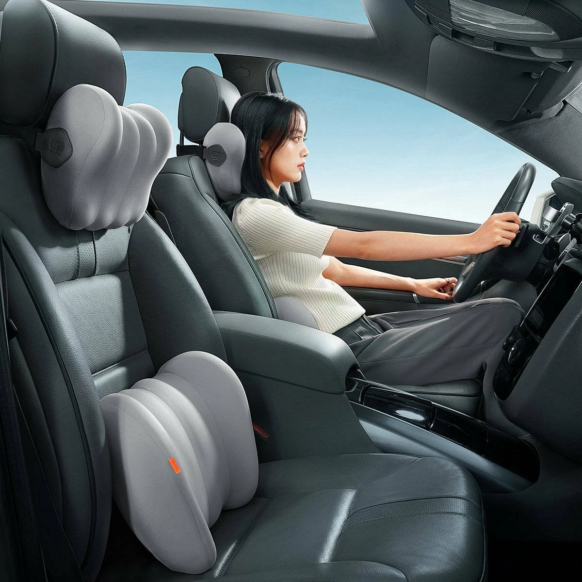 Jastëk mbështetës për kokë sedilje veture Baseus Comfort Ride CNTZ000013, memory foam, gri
