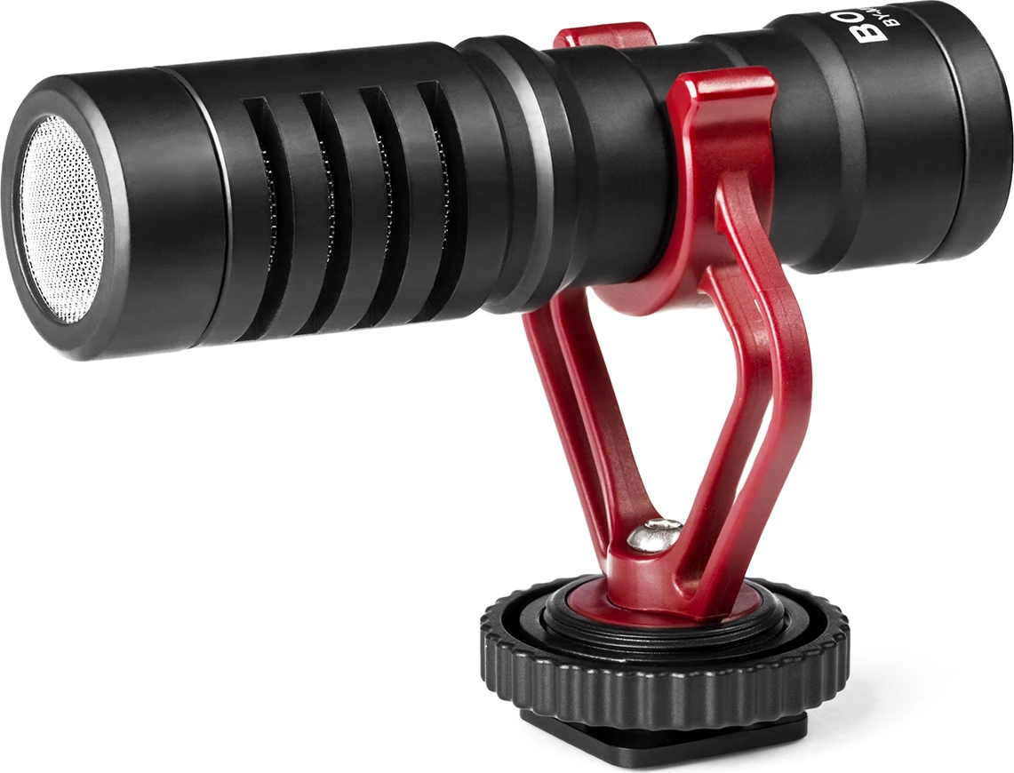 Mikrofon drejtimor BOYA BY-MM1, me kabllo 3.5mm TRS/TRRS, i zi, set me windshield dhe shock mount