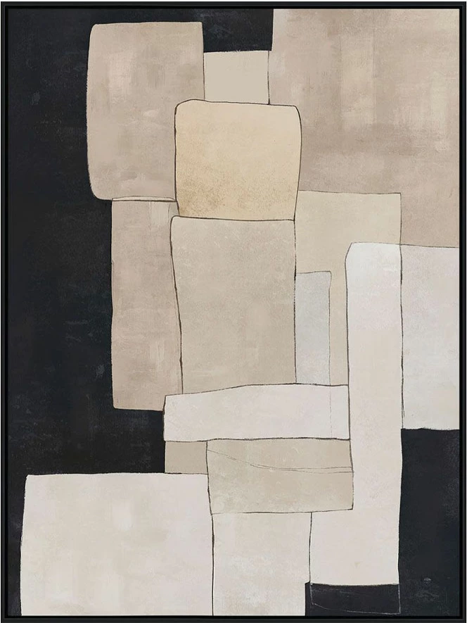 Pikturë dekorative Beyond the Veil me kornizë, kanavacë, bezhë e zezë, 90x120x4cm