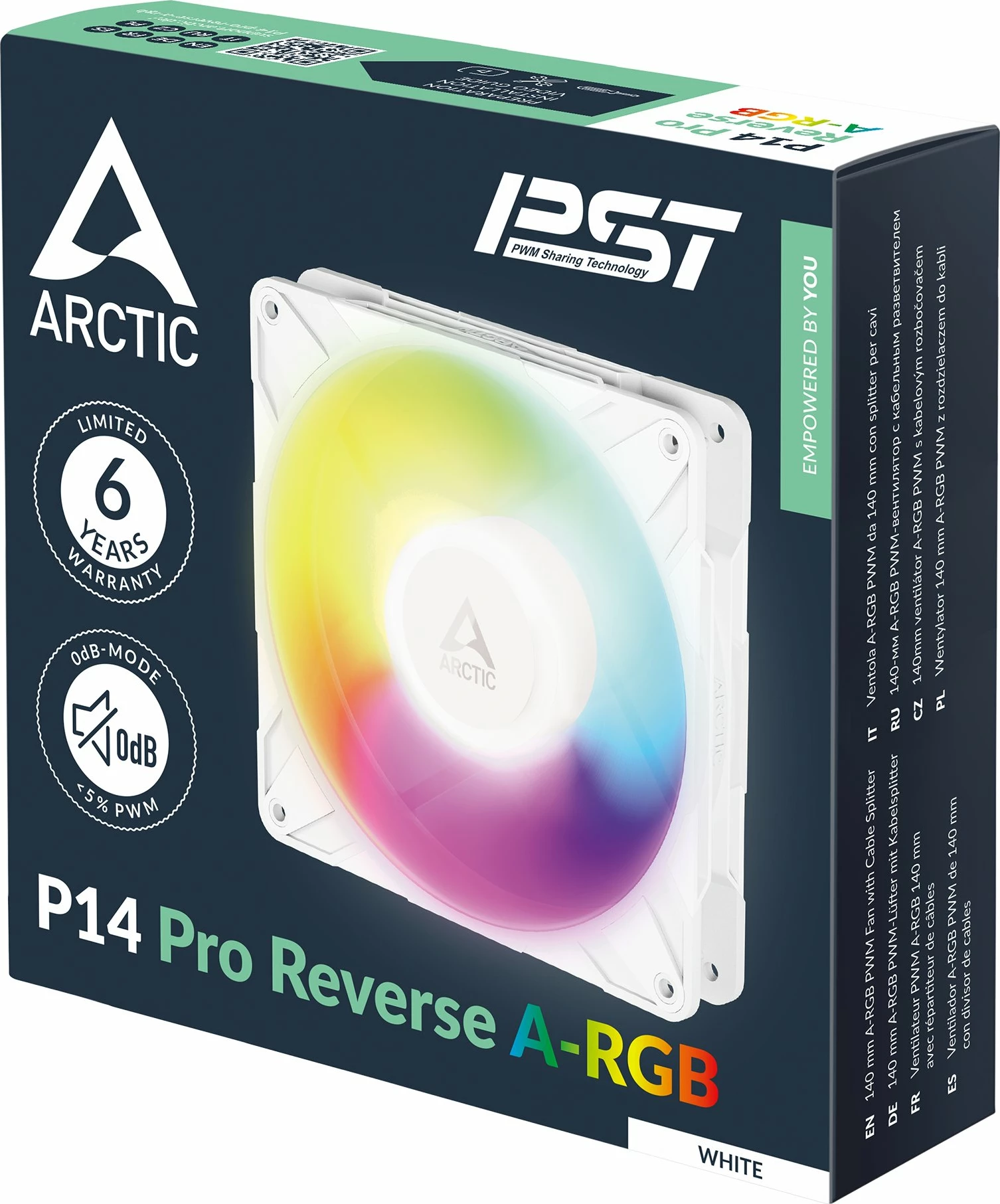 Ventilator kasë kompjuteri Arctic P14 Pro Reverse A-RGB 140mm PWM, i bardhë, 1 copë