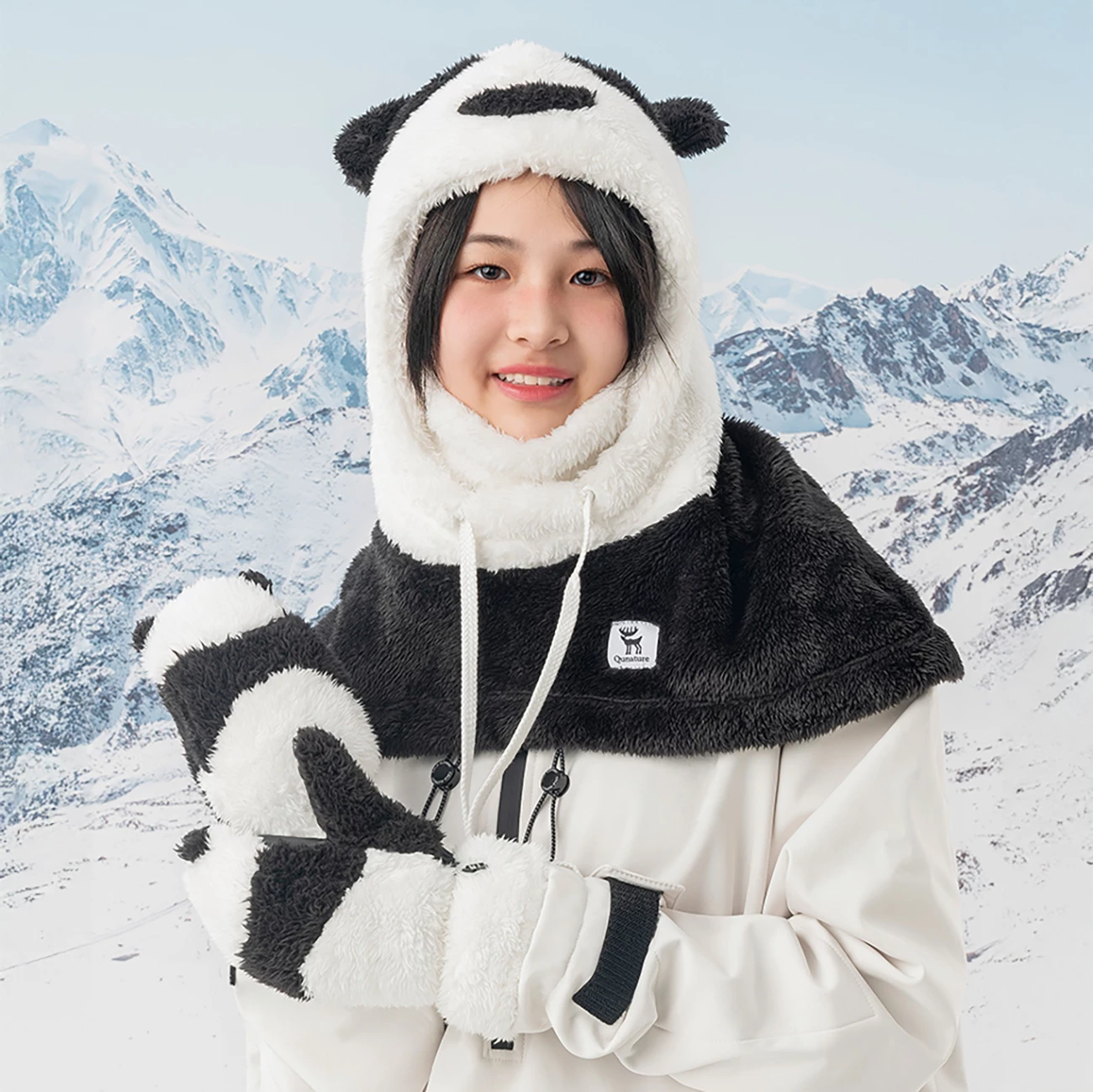 Doreza ski Qunature Panda, për fëmijë dhe të rritur, S, e zezë/e bardhë