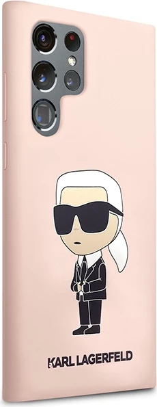 Mbështjellës Karl Lagerfeld KLHCS23LSNIKBCP për Samsung Galaxy S23 Ultra, silikon, rozë