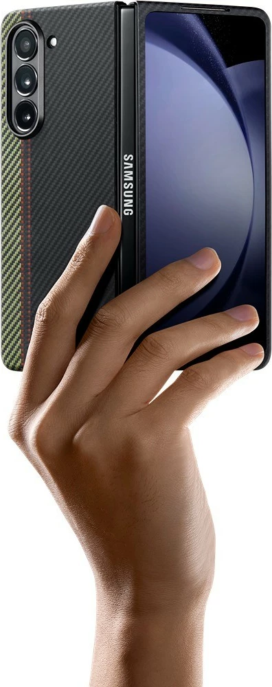 Mbështjellës Pitaka Air Case Overture për Samsung Galaxy Z Fold 5, aramid fiber 0.6mm, Qi compatible, Multicolor 6