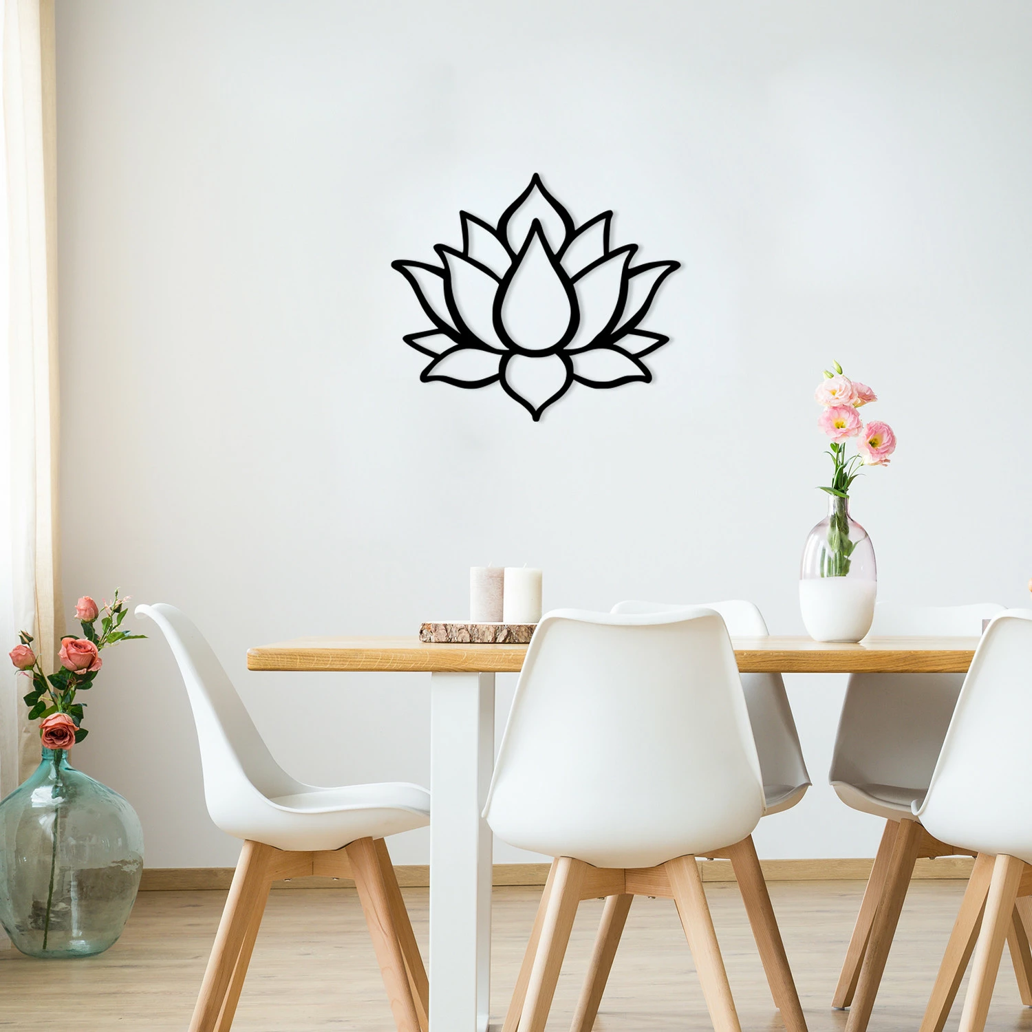 Aksesor dekorativ muri prej metali, lule lotus, Wallity, 50x43cm