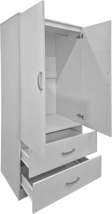 Dollap me dy dyer dhe dy sirtarë, i bardhë, Alvia, 80x51.5x180cm