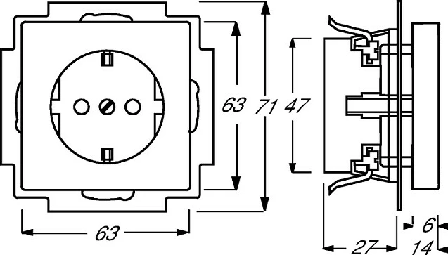 Prizë muri BUSCH-JAEGER BJ 20EUCKS-81, 16A 250V, CEE 7/3, 2P+E, antracit