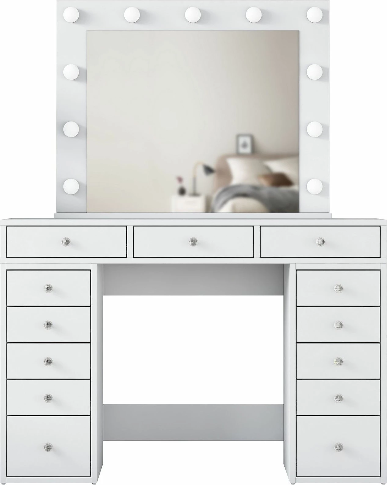 Tavolinë grimi Skye Decor, e bardhë, me pasqyrë të madhe, BJ119 - 2895