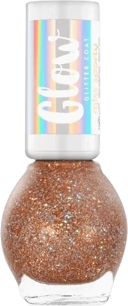 Llak për thonj Miss Sporty Glow Glitter Coat 040 Golden Warmth për femra 7ml